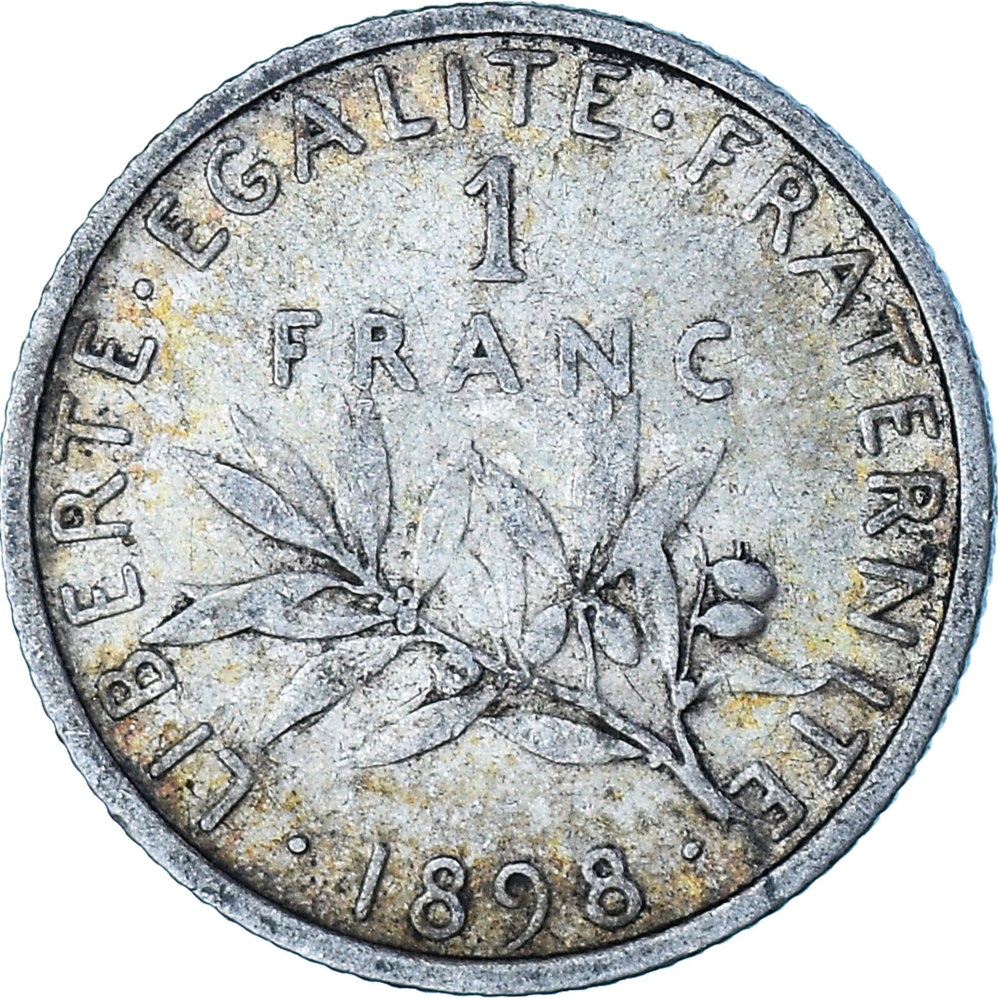 Moeda, França, 1 Franc, 1898, Paris, EF(40-45), Prata, Gadoury:467