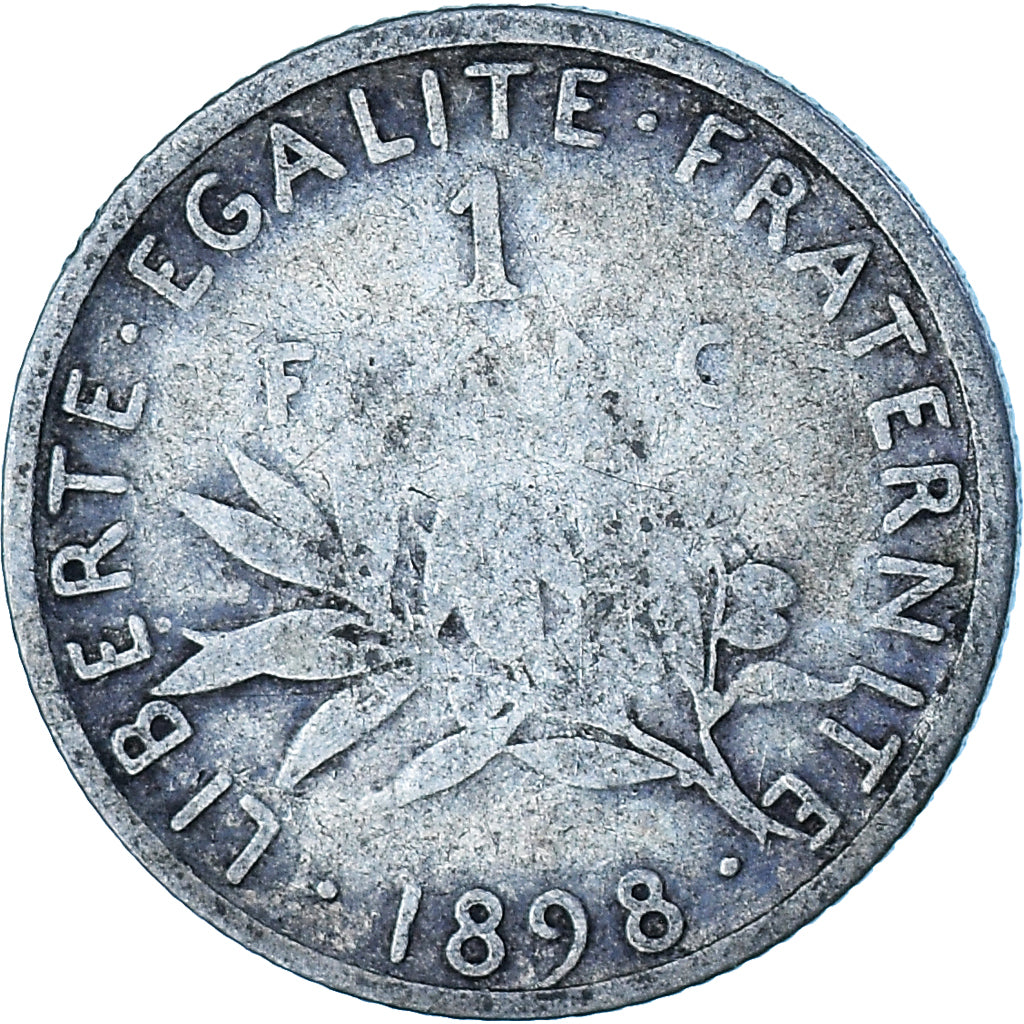 Moeda, França, 1 Franc, 1898, Paris, VF(30-35), Prata, Gadoury:467