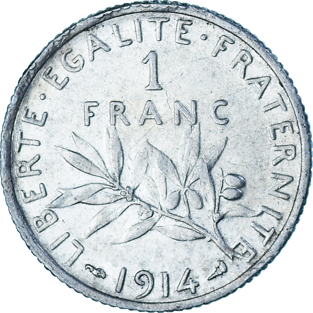 Moneda, Francia, Semeuse, Franc, 1914, Paris, EBC+, Plata, KM:844.1, Gadoury:467