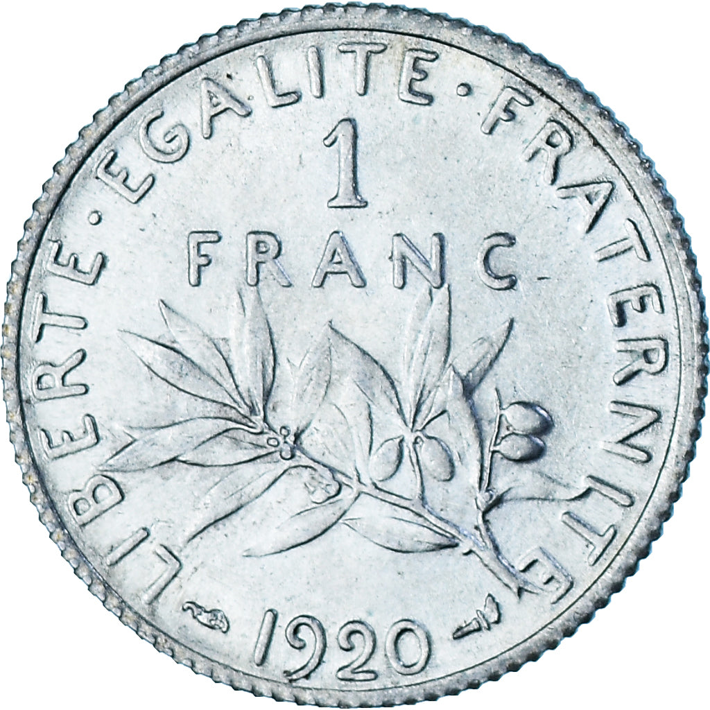Moneda, Francia, Semeuse, Franc, 1920, Paris, FDC, Plata, KM:844.1, Gadoury:467