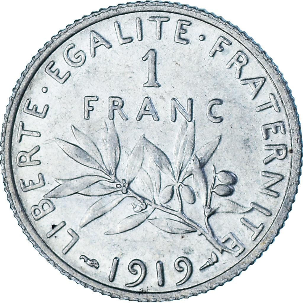 Coin, France, Semeuse, Franc, 1919, Paris, AU(55-58), Silver, KM:844.1