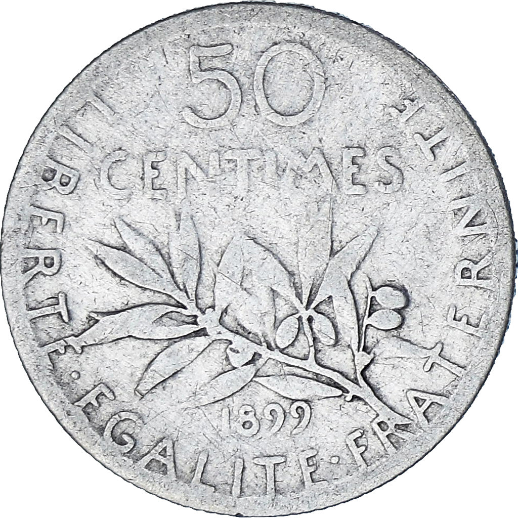 Moneta, Francia, Semeuse, 50 Centimes, 1899, Paris, MB, Argento, KM:854