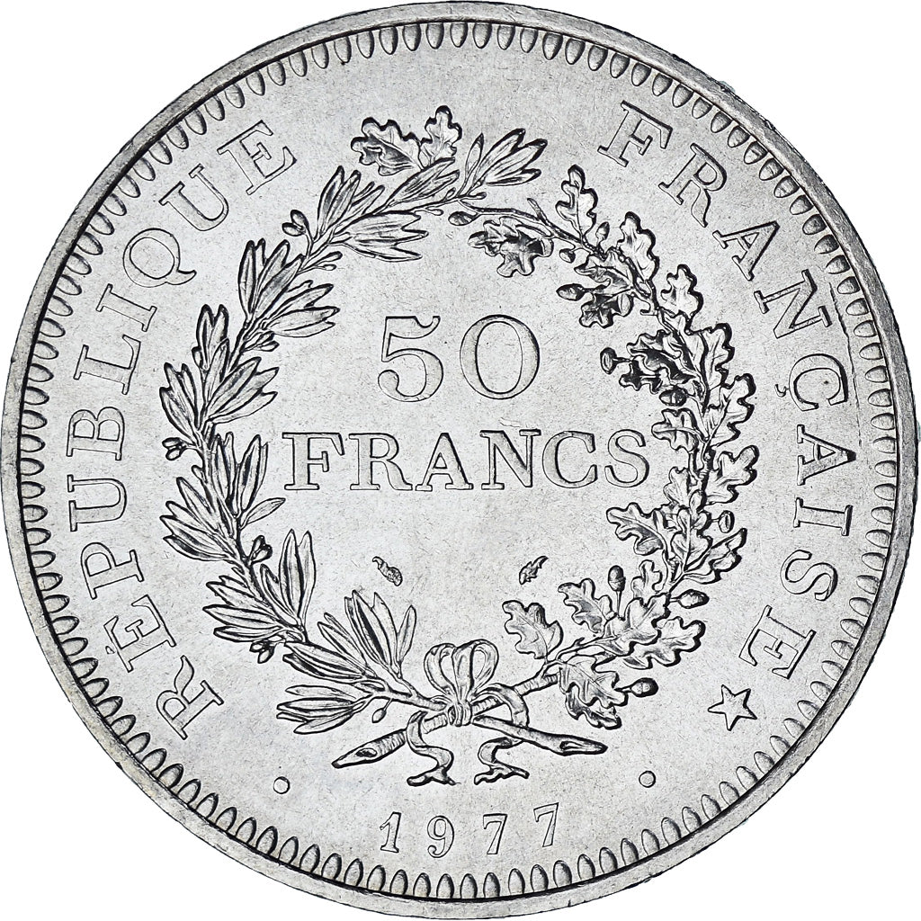Moneta, Francia, Hercule, 50 Francs, 1977, Paris, SPL, Argento, KM:941.1