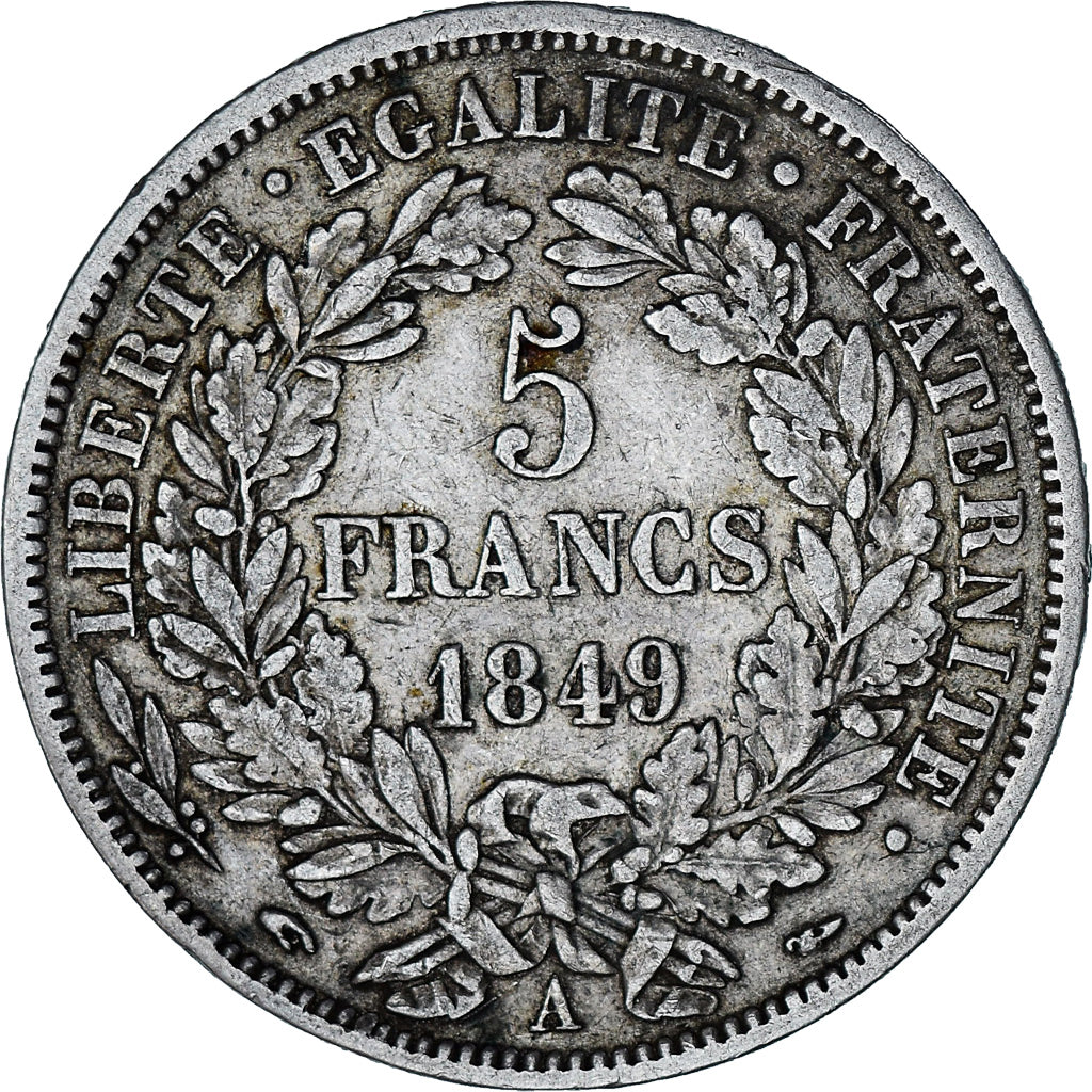 Coin, France, Cérès, 5 Francs, 1849, Paris, VF(30-35), Silver, KM:761.1