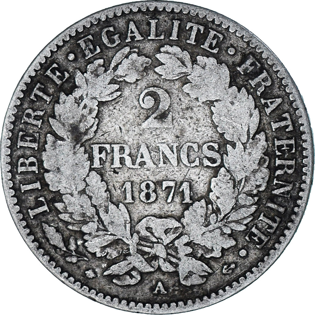 Monnaie, France, Cérès, 2 Francs, 1871, Paris, TB+, Argent, Gadoury:530