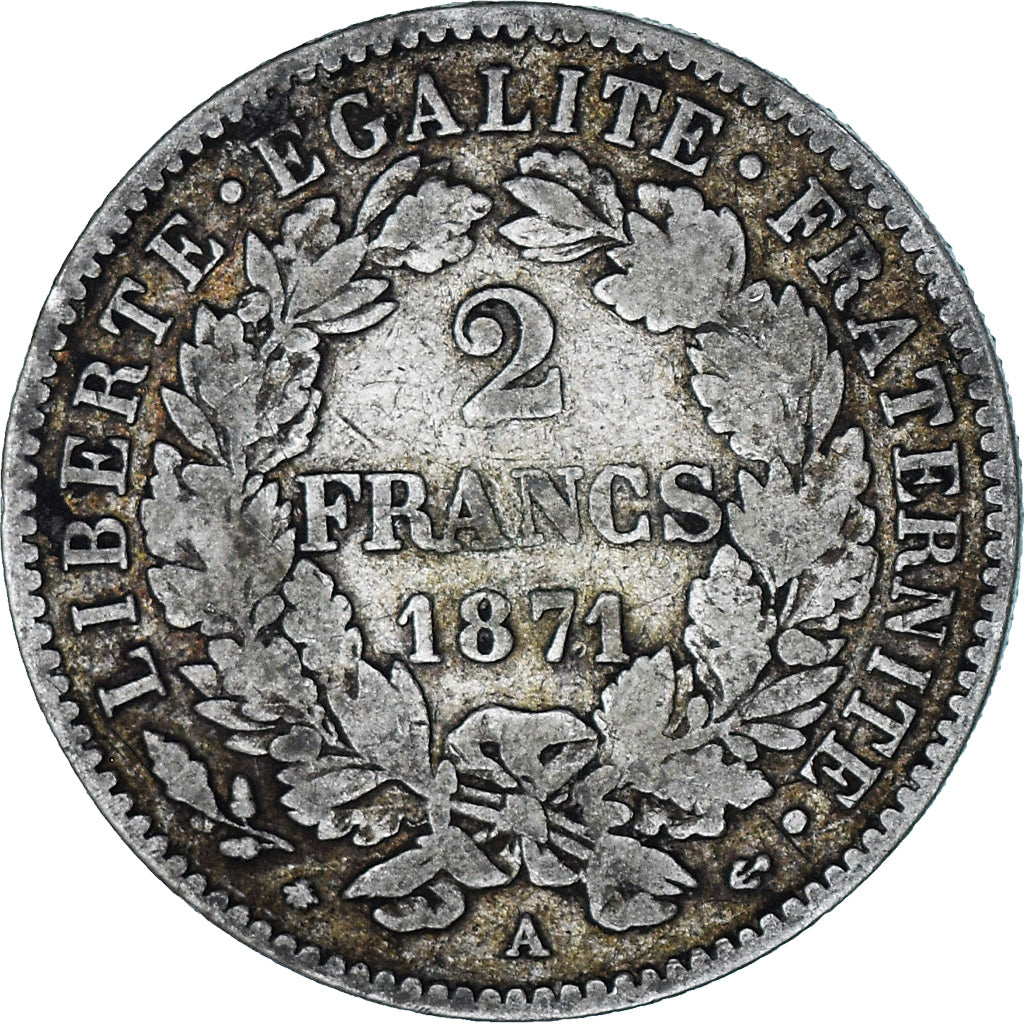 Monnaie, France, Cérès, 2 Francs, 1871, Paris, TB+, Argent, Gadoury:530