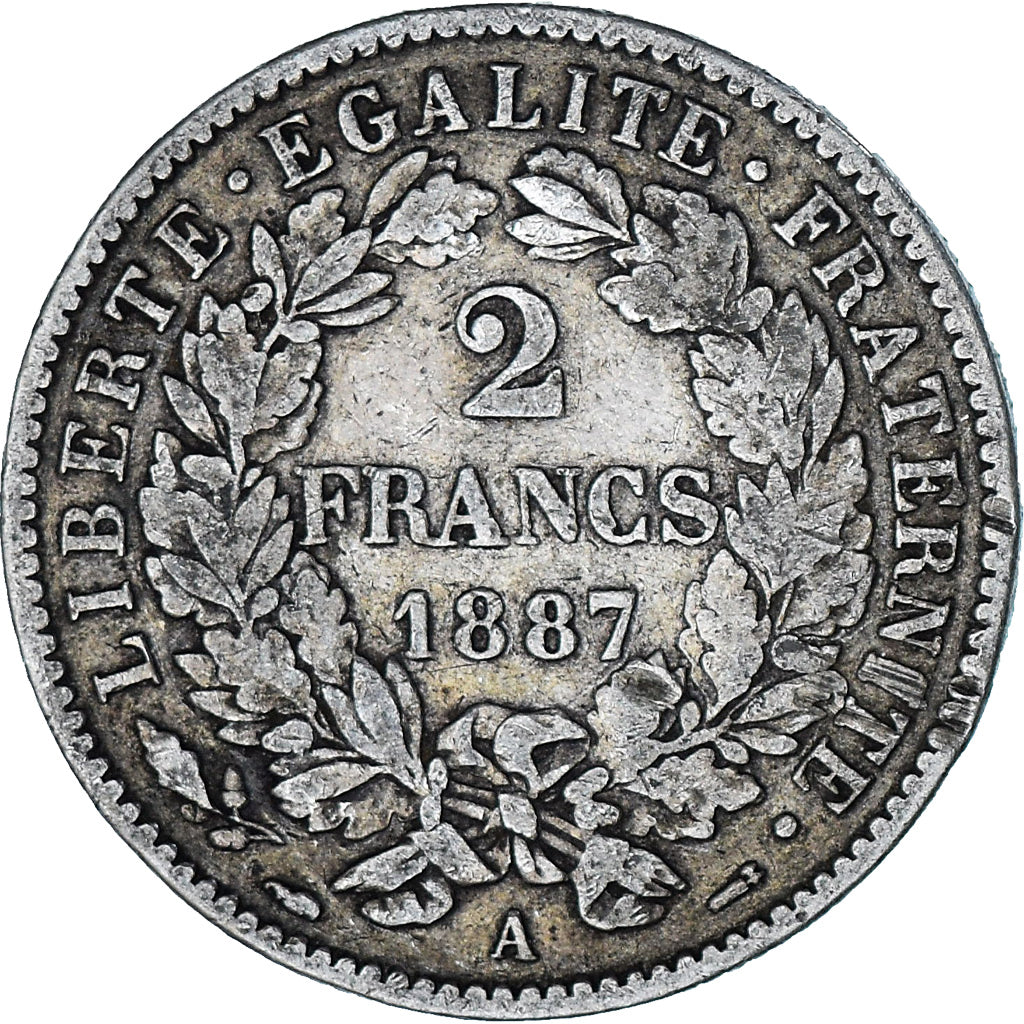 Monnaie, France, Cérès, 2 Francs, 1887, Paris, TB+, Argent, KM:817.1