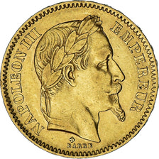 Moeda, França, Napoleon III, 20 Francs, 1865, Strasbourg, AU(50-53), Dourado