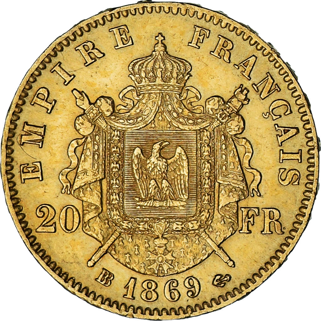 Monnaie, France, Napoleon III, Napoléon III, 20 Francs, 1869, Strasbourg, TTB+