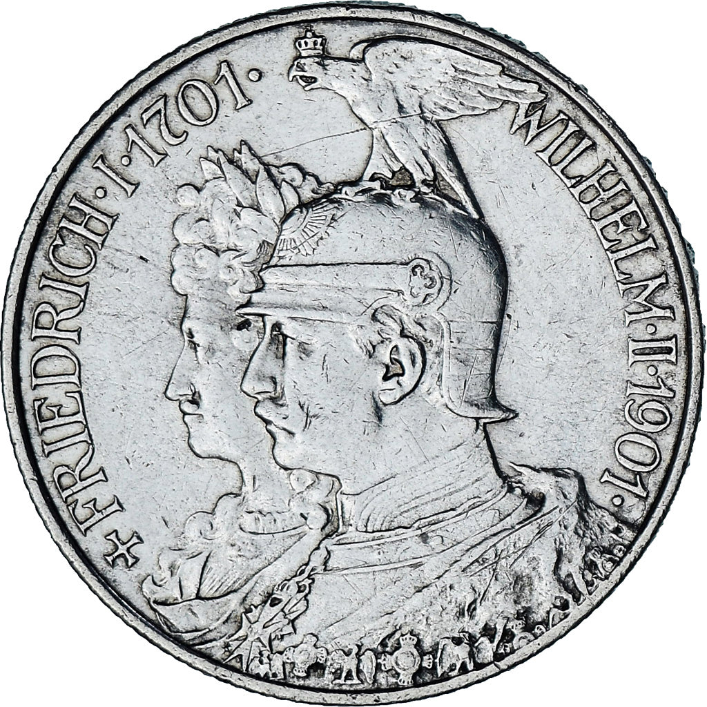 Munten, Duitse staten, PRUSSIA, Wilhelm II, 2 Mark, 1901, Berlin, ZF, Zilver