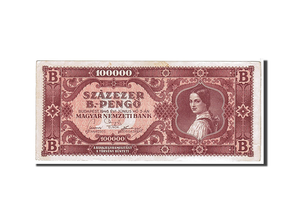 Billet, Hongrie, 100,000 B.-Pengö, 1946, KM:133, TTB