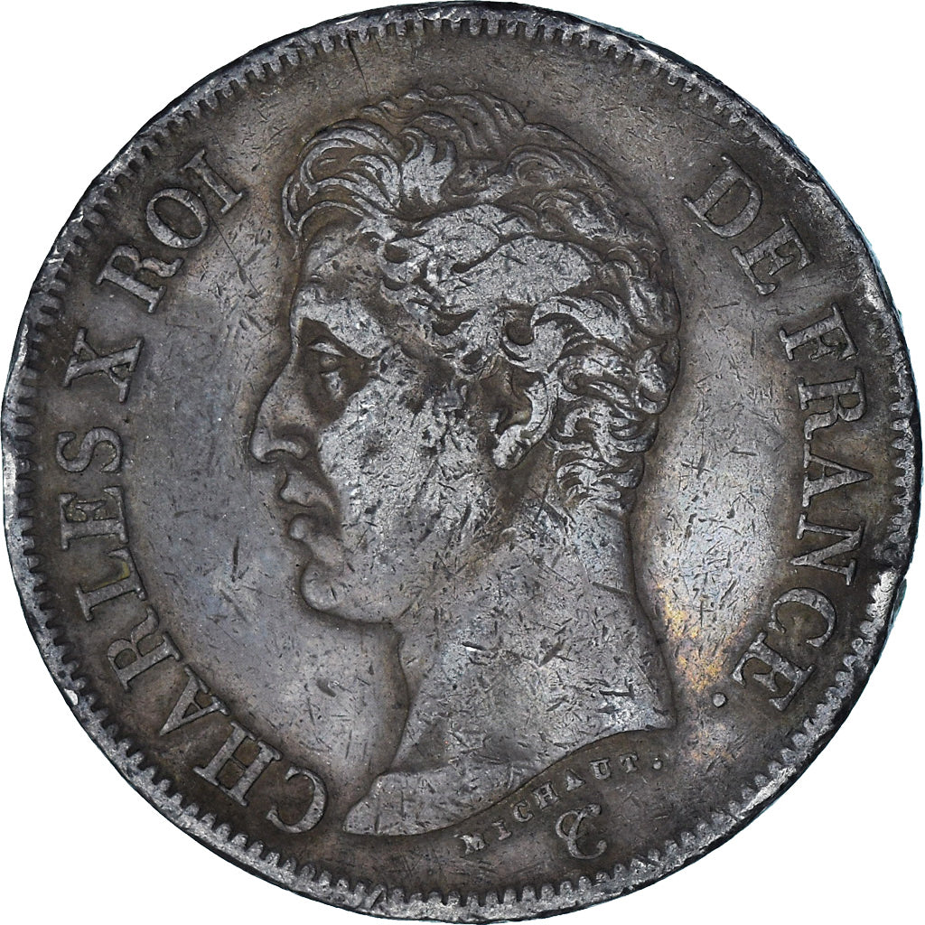 Coin, France, Charles X, 5 Francs, 1826, Bordeaux, VF(20-25), Silver, KM:720.7