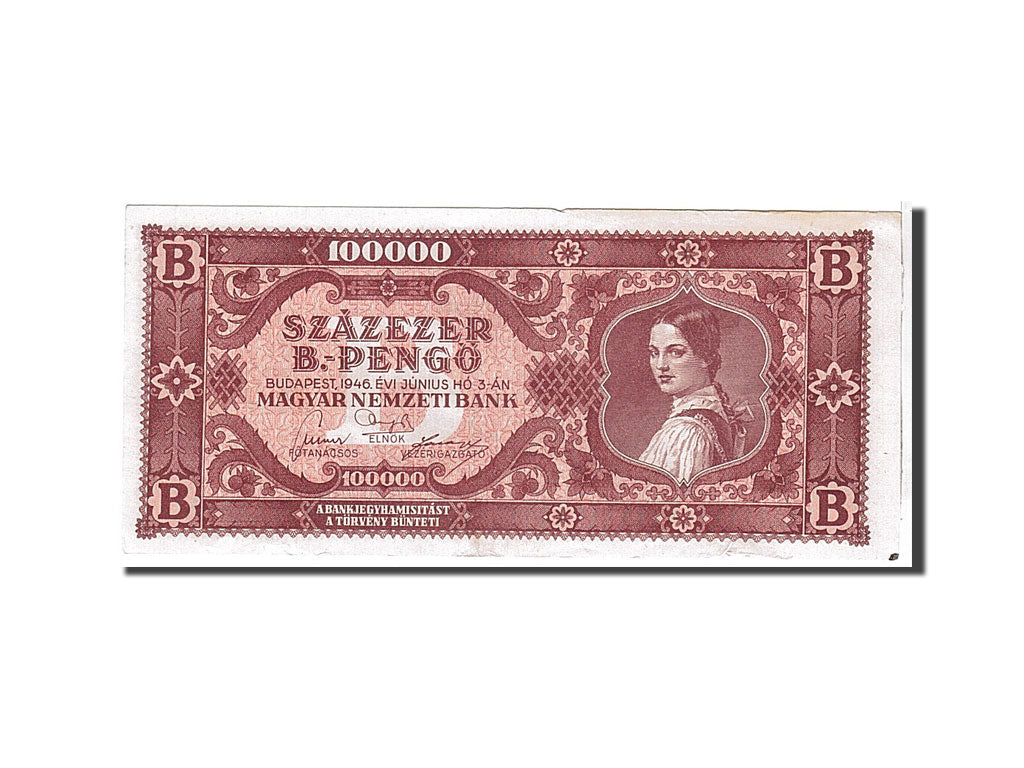 Hungary, 100,000 B.-Pengö, 1946, KM #133, VF(20-25)