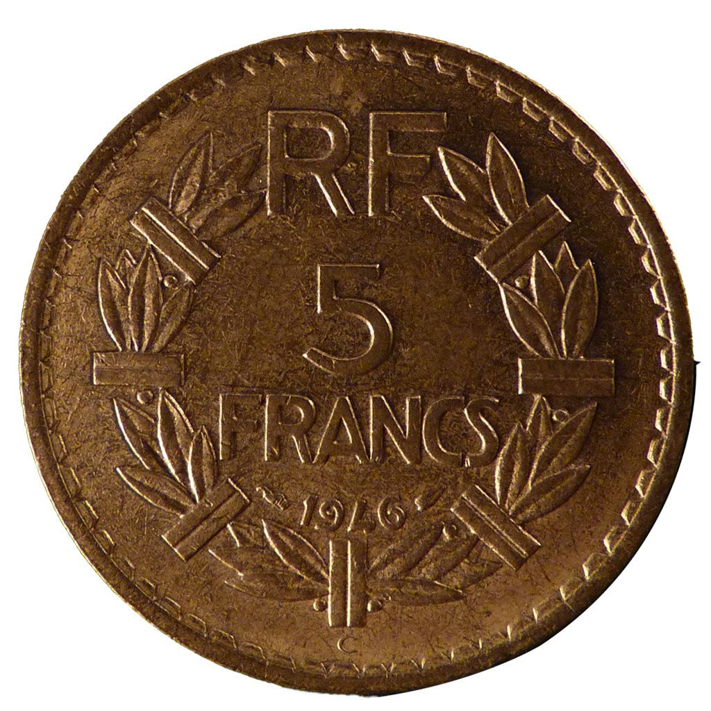 FRANCE, Lavrillier, 5 Francs, 1946, Castelsarrasin, KM #888a.3, AU(50-53),...