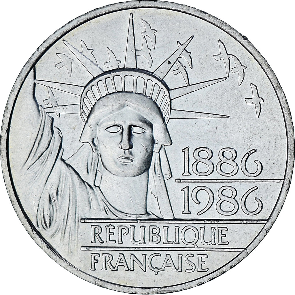Coin, France, Statue de la Liberté, 100 Francs, 1986, MS(60-62), Silver