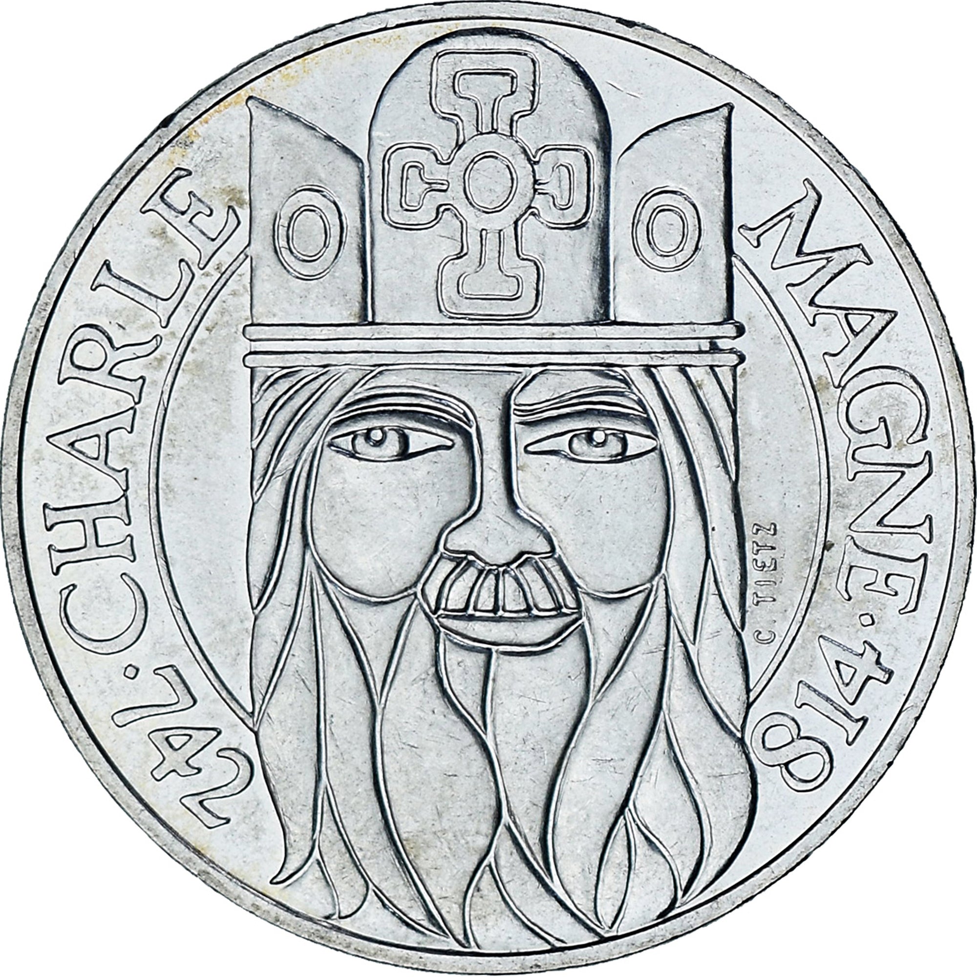 Coin, France, Charlemagne, 100 Francs, 1990, Paris, MS(60-62), Silver, KM:982