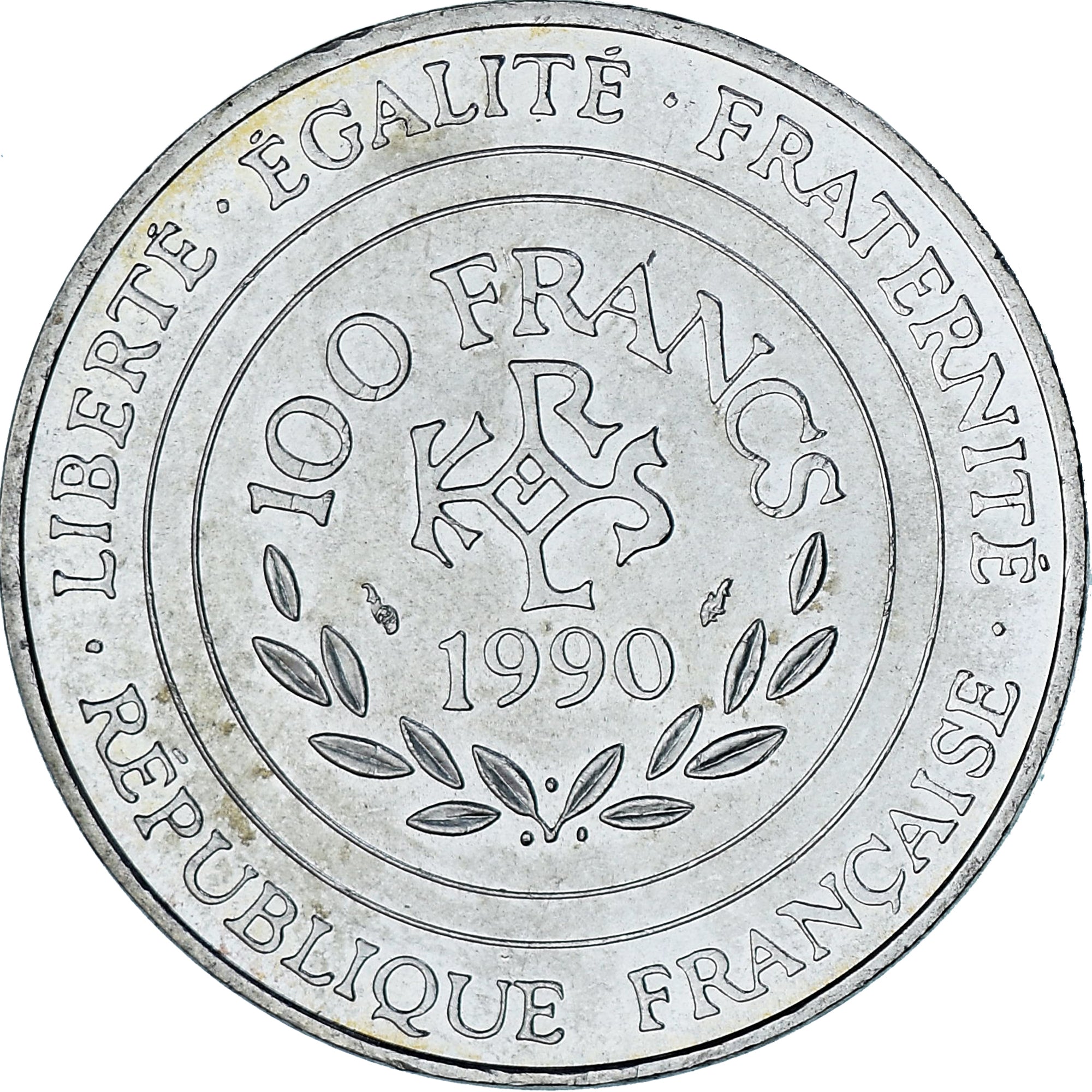 Coin, France, Charlemagne, 100 Francs, 1990, Paris, MS(60-62), Silver, KM:982