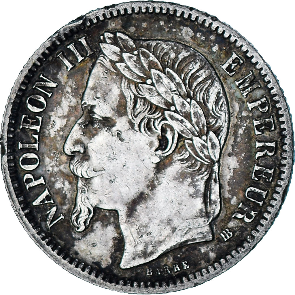 Moneda, Francia, Napoleon III, 1 Franc, 1866, Strasbourg, BC+, Plata, KM:806.2