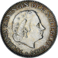 Coin, Netherlands, Juliana, Gulden, 1955, Utrecht, AU(55-58), Silver, KM:184
