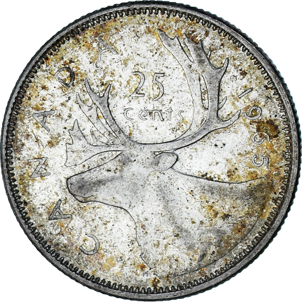 Moneta, Canada, Elizabeth II, 25 Cents, 1965, Royal Canadian Mint, Ottawa