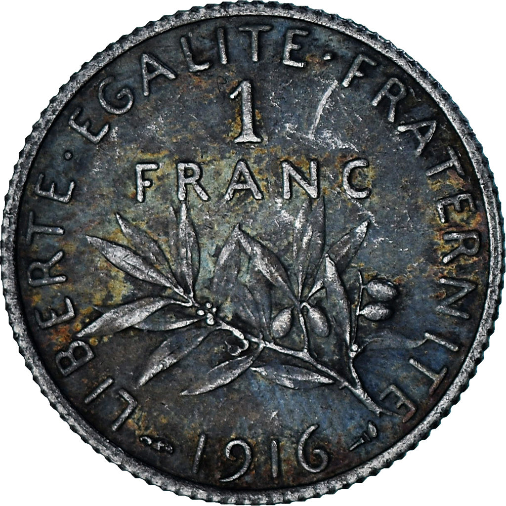 Moneda, Francia, Semeuse, Franc, 1916, Paris, EBC, Plata, KM:844.1, Gadoury:467
