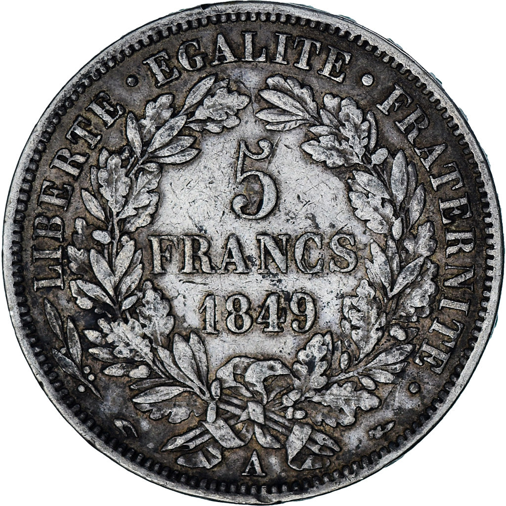 Coin, France, Cérès, 5 Francs, 1849, Paris, VF(30-35), Silver, KM:761.1