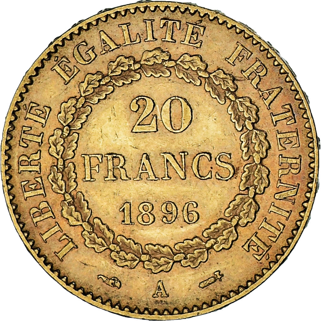 Coin, France, Génie, 20 Francs, 1896, Paris, AU(55-58), Gold, KM:825