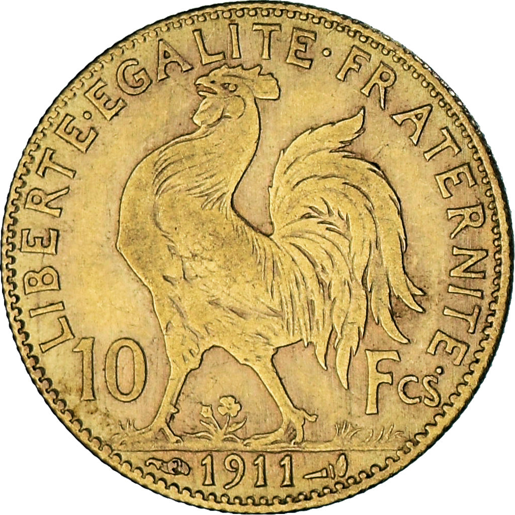 Moneta, Francja, Marianne, 10 Francs, 1911, Paris, EF(40-45), Złoto, KM:846