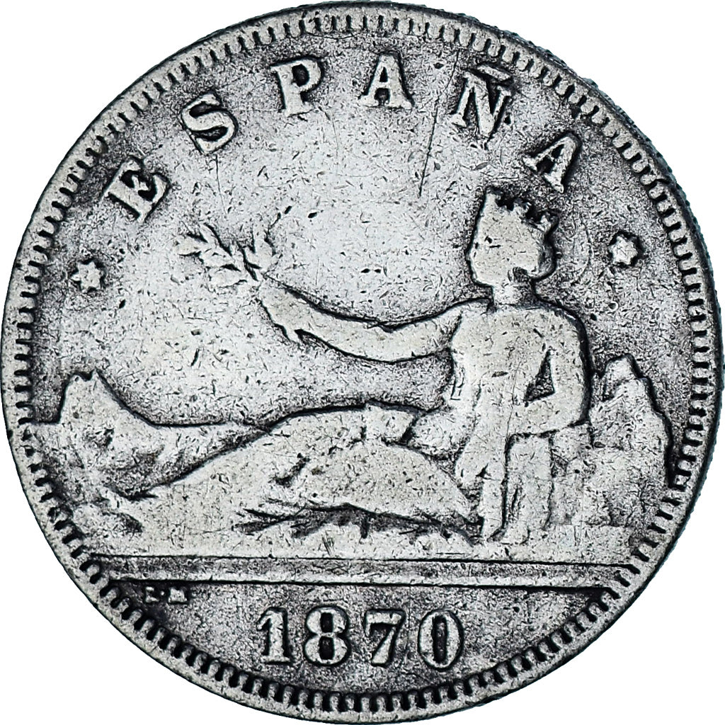 Coin, Spain, Provisional Government, 2 Pesetas, 1870, Madrid, VF(30-35), Silver