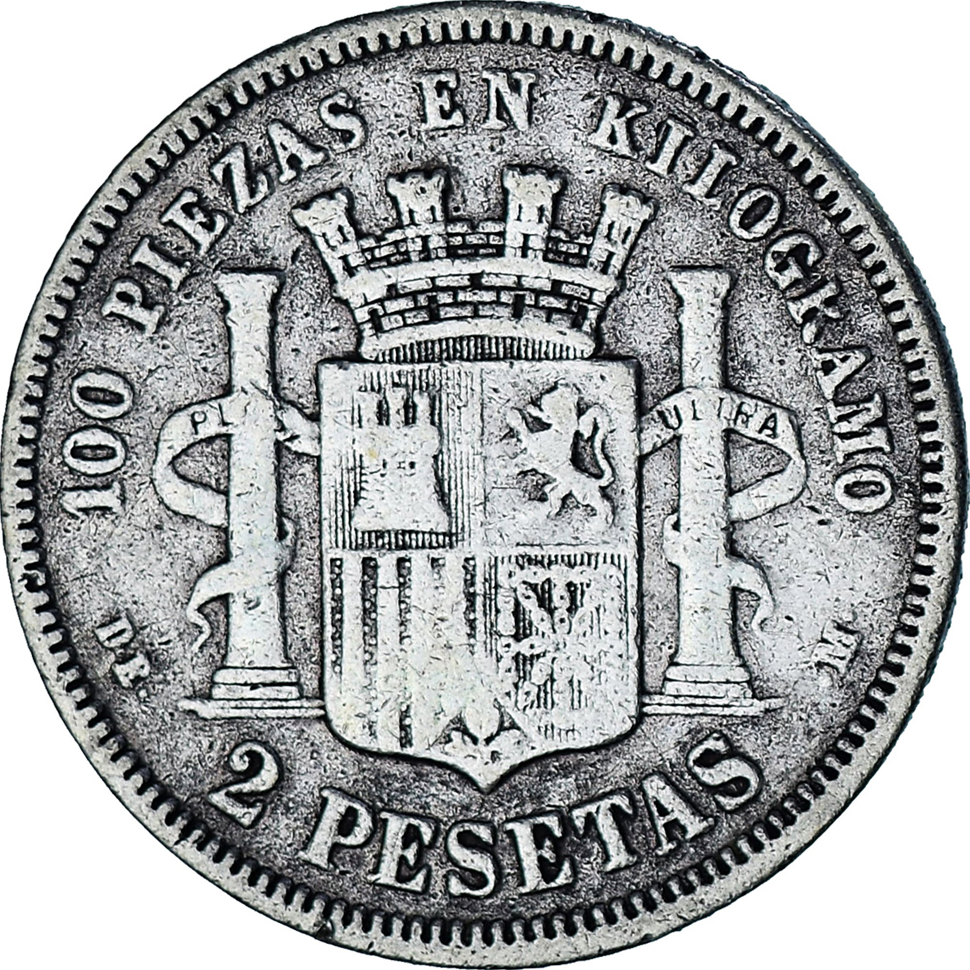 Coin, Spain, Provisional Government, 2 Pesetas, 1870, Madrid, VF(30-35), Silver