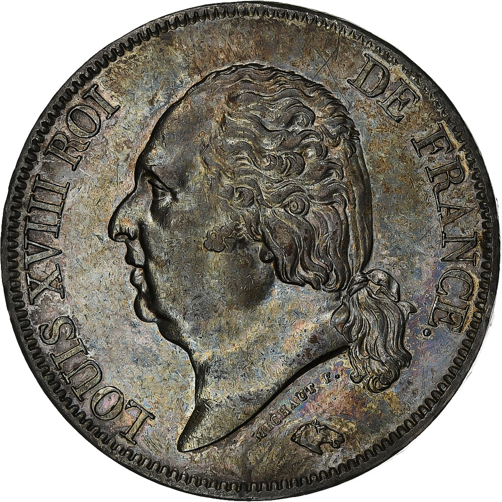 Francia, Louis XVIII, 5 Francs, Louis XVIII, 1822, Paris, Plata, MBC