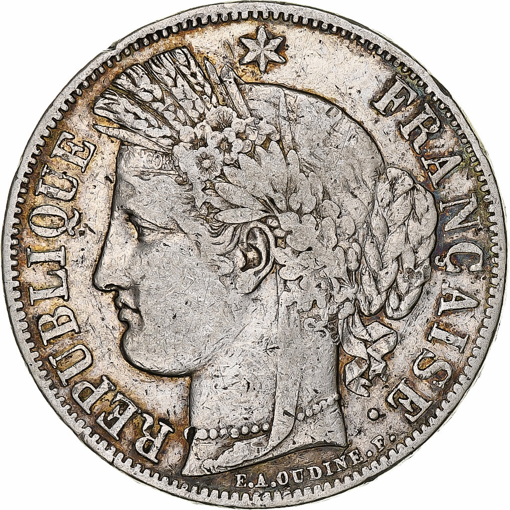 Moneta, Francia, Cérès, 5 Francs, 1850, Paris, MB+, Argento, KM:761.1