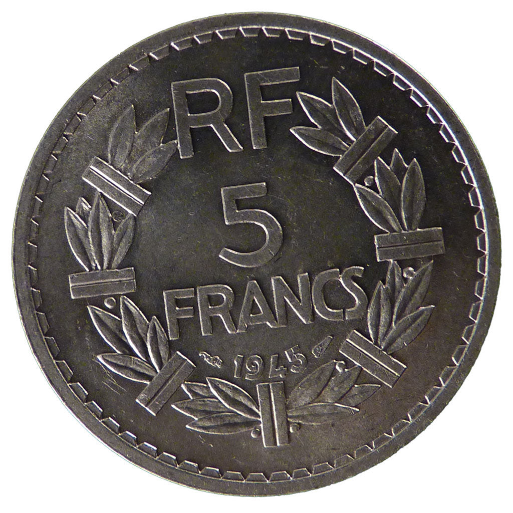 FRANCE, Lavrillier, 5 Francs, 1945, Paris, MS(60-62), Aluminium, 31, Gadoury...
