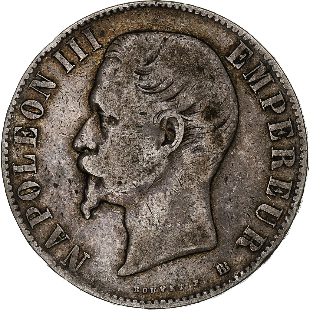 Moneta, Francia, Napoleon III, Napoléon III, 5 Francs, 1855, Strasbourg, MB+