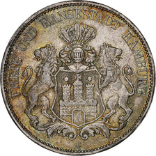 Coin, German States, HAMBURG, 5 Mark, 1908, Hamburg, EF(40-45), Silver, KM:610