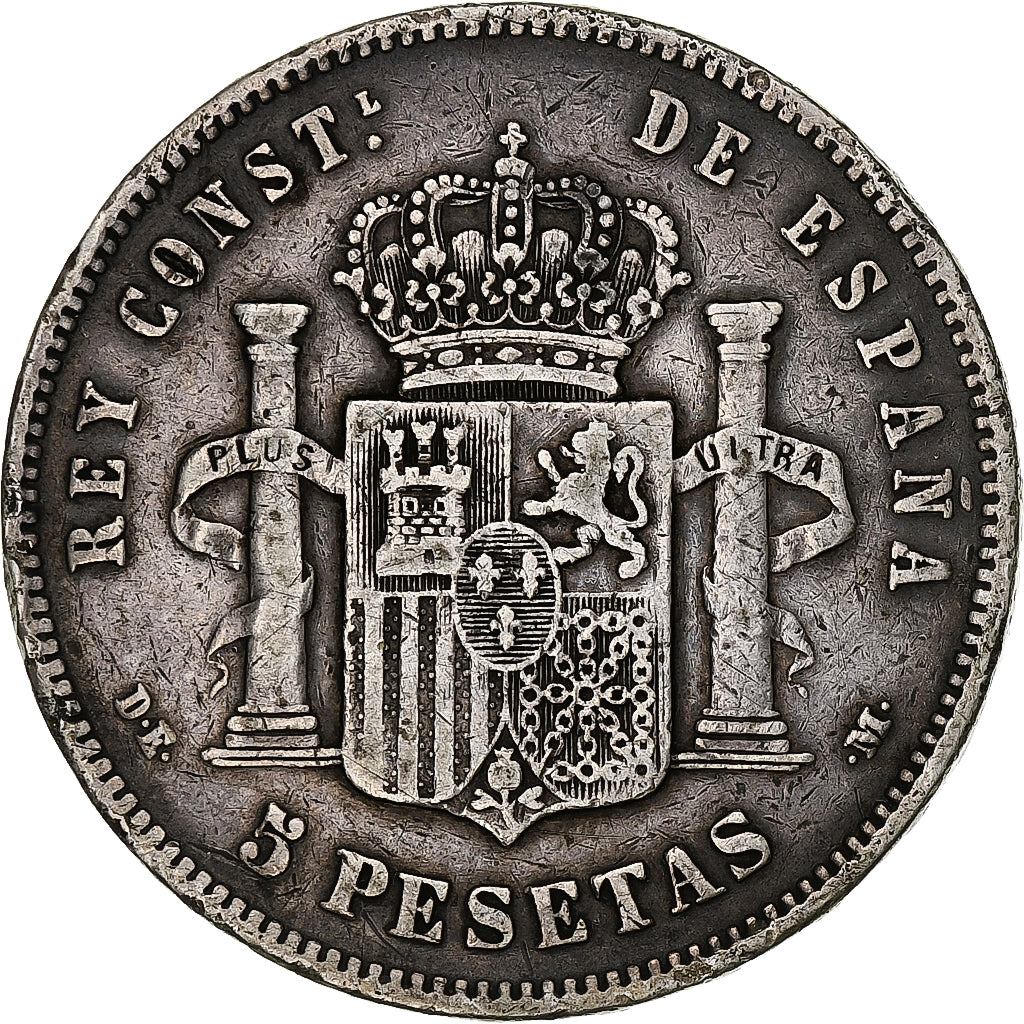 Moneta, Hiszpania, Alfonso XII, 5 Pesetas, 1878, Madrid, VF(30-35), Srebro