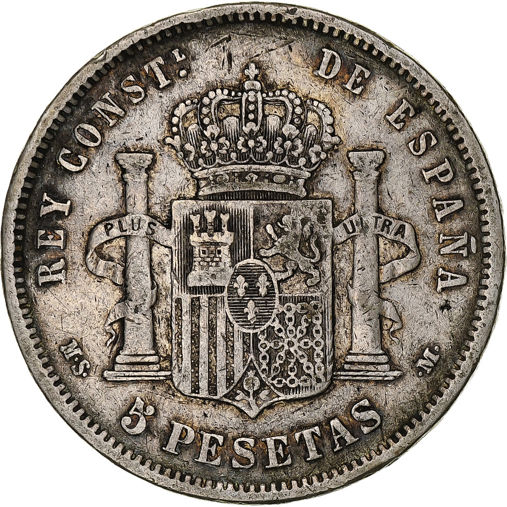Hiszpania, Alfonso XII, 5 Pesetas, 1882, Madrid, VF(30-35), Srebro, KM:688