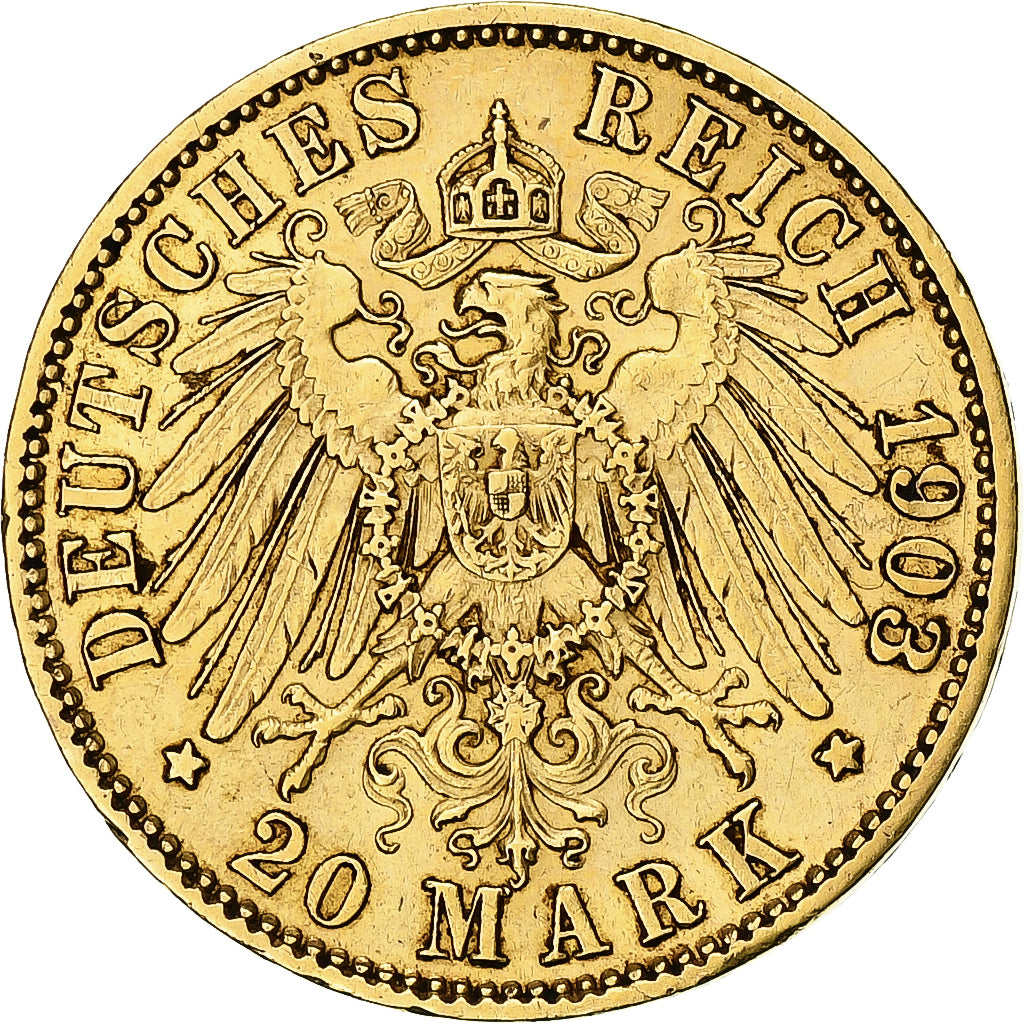 Moneta, Stati tedeschi, PRUSSIA, Wilhelm II, 20 Mark, 1903, Berlin, BB, Oro