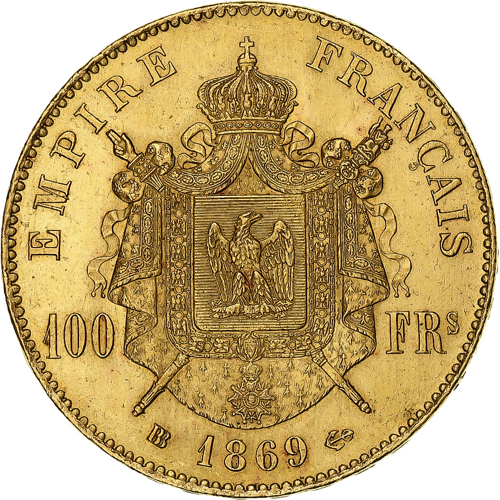 Coin, France, Napoleon III, Napoléon III, 100 Francs, 1869, Strasbourg