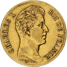 Moneda, Francia, Charles X, 40 Francs, 1830, Paris, BC+, Oro, KM:721.1
