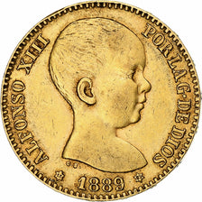 Moneta, Spagna, Alfonso XIII, 20 Pesetas, 1889, Madrid, BB, Oro, KM:693