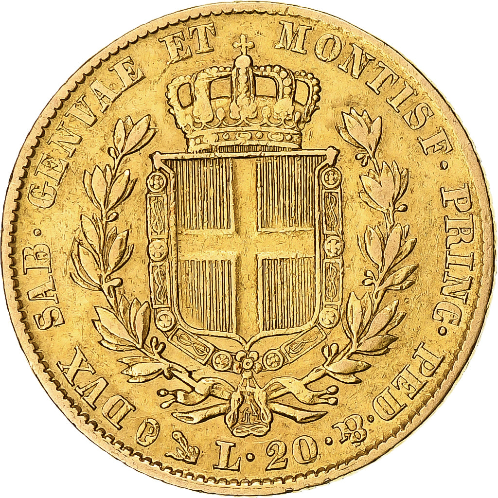 Coin, ITALIAN STATES, SARDINIA, Carlo Alberto, 20 Lire, 1849, Genoa, VF(30-35)