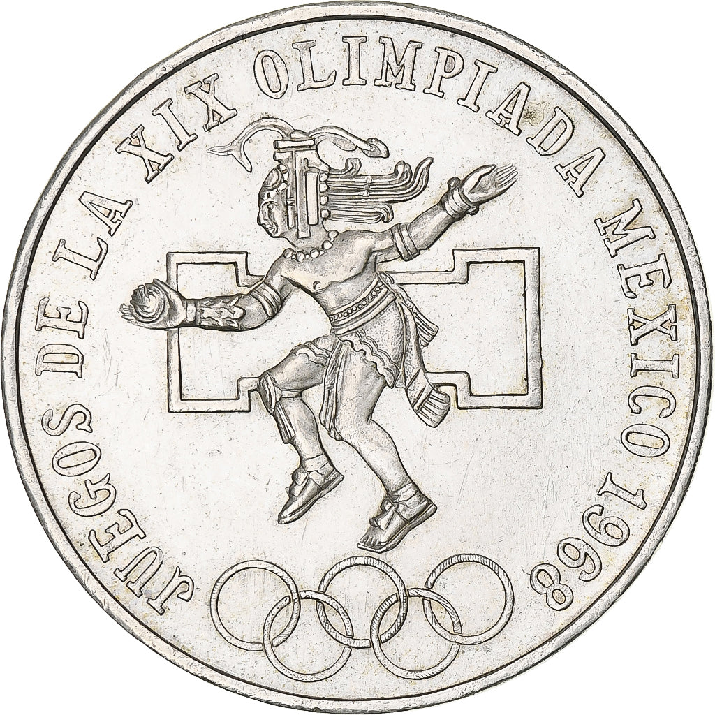 Mexico, 25 Pesos, 1968, Mexico City, AU(50-53), Silver, KM:479.1