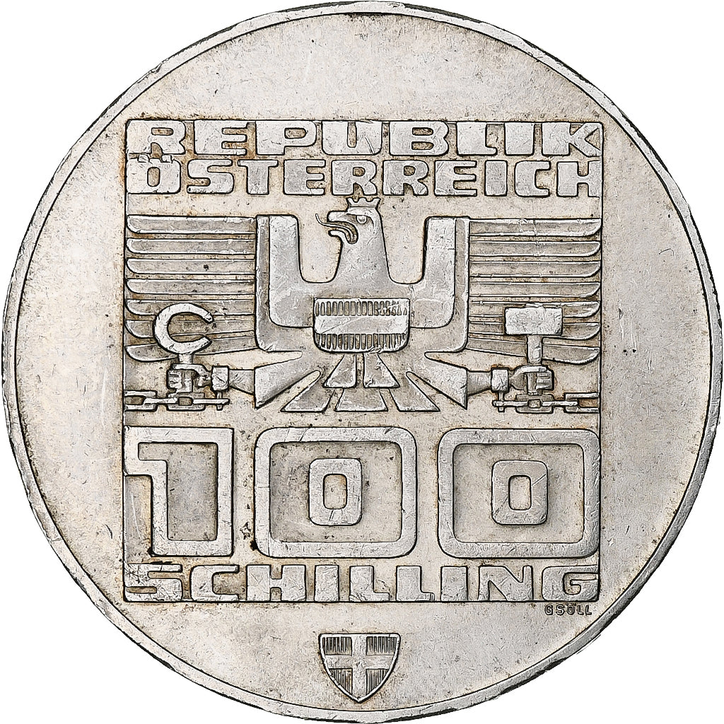 Áustria, 100 Schilling, 1976, Prata, MS(60-62), KM:2929