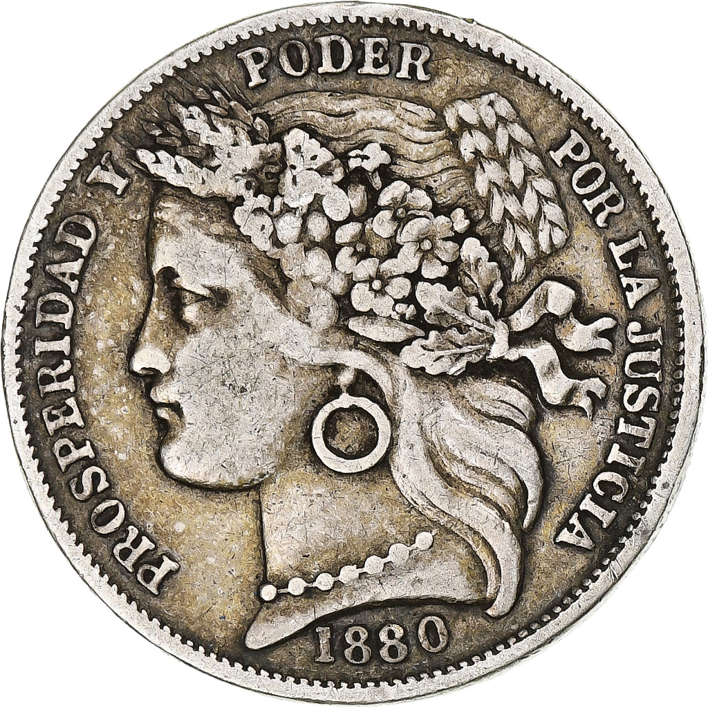 Peru, Peseta, 1880, Lima, Silver, VF(30-35), KM:200.1