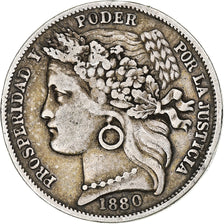 Peru, Peseta, 1880, Lima, Silver, VF(30-35), KM:200.1