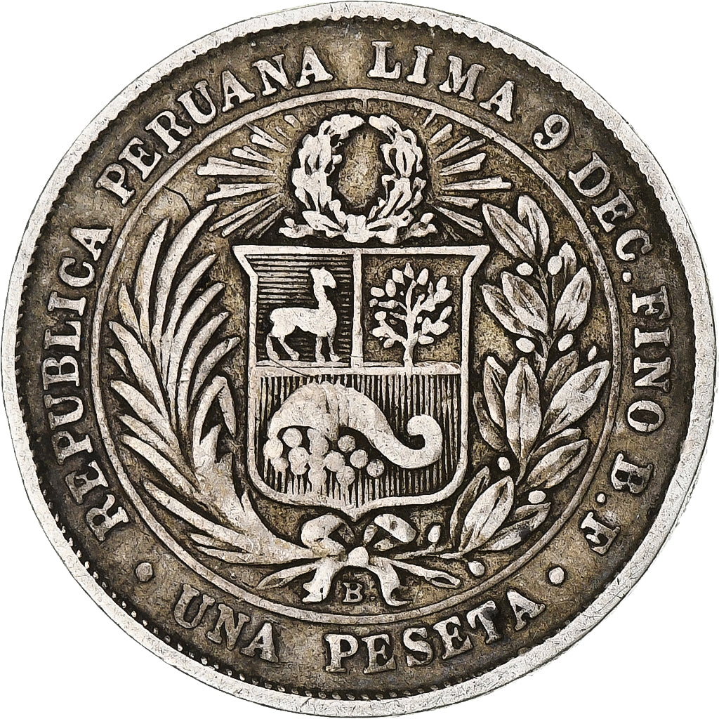 Peru, Peseta, 1880, Lima, Silver, VF(30-35), KM:200.1