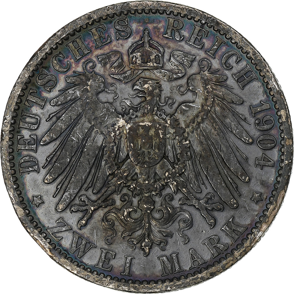 Munten, Duitse staten, PRUSSIA, Wilhelm II, 2 Mark, 1904, Berlin, ZF, Zilver