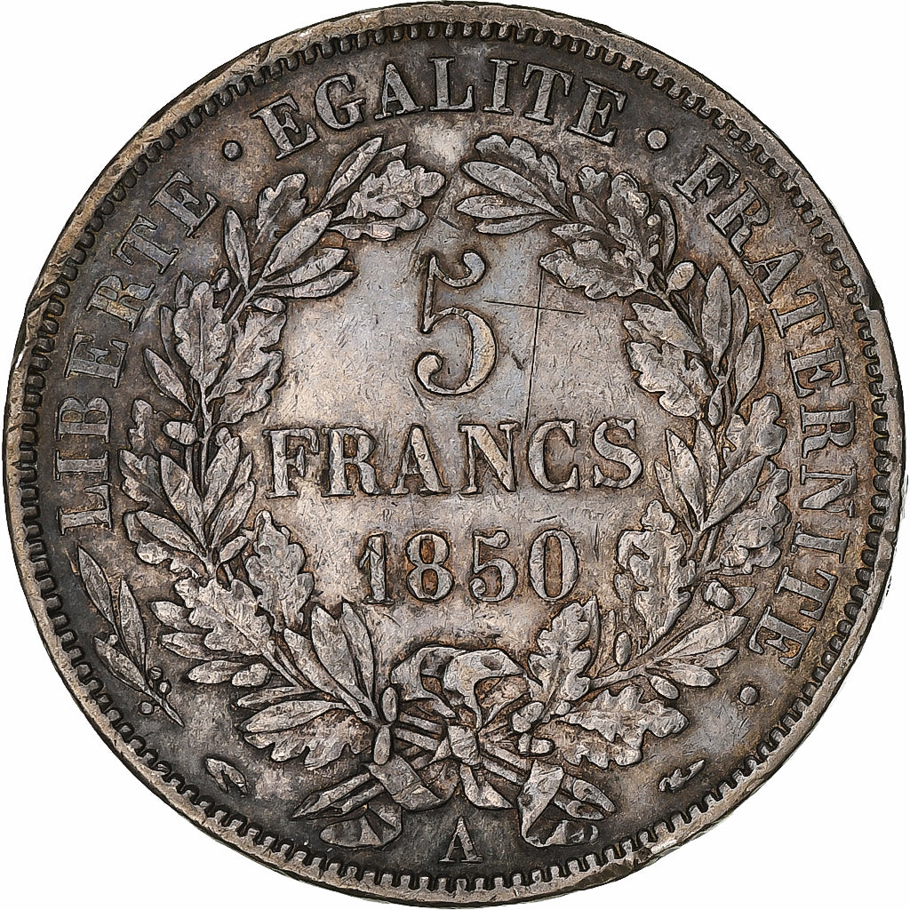 Frankrijk, 5 Francs, Cérès, 1850, Paris, Zilver, FR+, Gadoury:719, KM:761.1