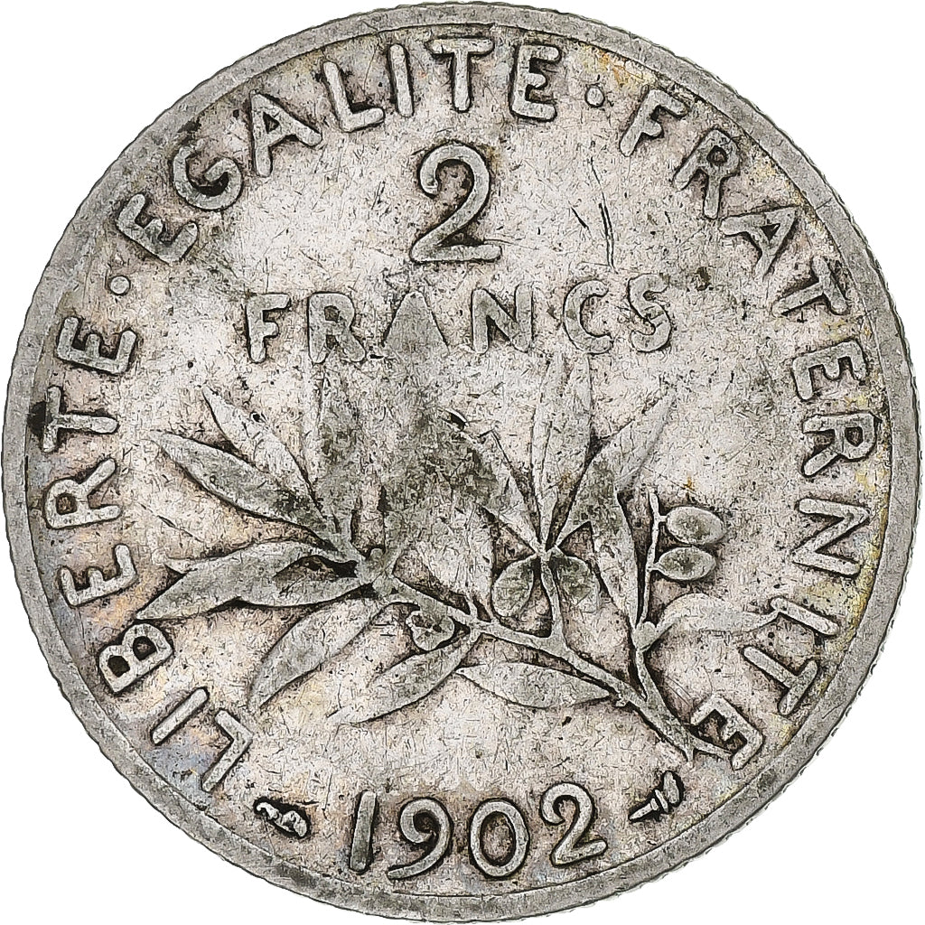 Munten, Frankrijk, Semeuse, 2 Francs, 1902, FR+, Zilver, Gadoury:532